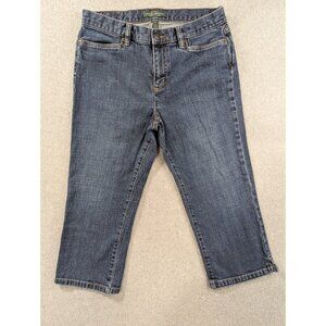 Lauren Jeans Co Jeans Womens SZ 8 Blue Classic Midcalf Faded Whiskers